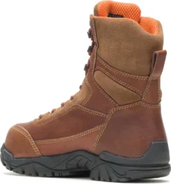 HYTEST 14261 Brown Electrical Hazard, Composite Toe, Poron XRD Met-Guard, Waterproof, Non-Metallic Men's 8 Inch Boot -Reebok || Skechers || Wolverine Sales Store 14261 2020 update back profile