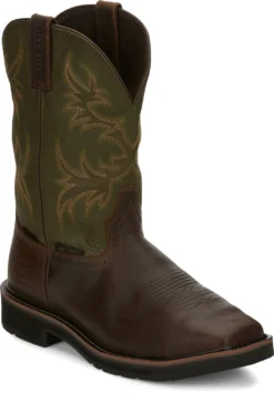 Justin Boots Justin JUSE4570 Keavan, Men's, Brown, Steel Toe, EH, Mt, WP, 11 Inch Boot