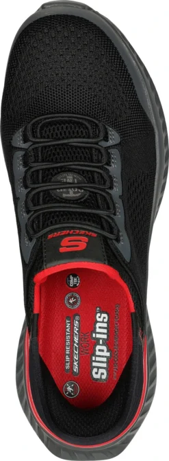 SKECHERS Work SK200206BKRD Tilido-Fletchit Hands Free Slip-ins™, Men's, Black/Red, Comp Toe, EH, Slip Resistant, Athletic, Work Shoe -Reebok || Skechers || Wolverine Sales Store sk200206bkrd top