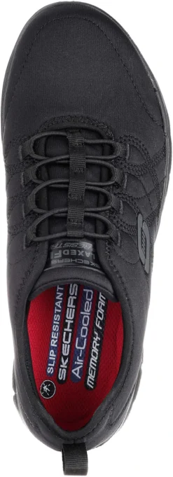 SKECHERS Work SK77211BLK Ghenter-Srelt, Women's, Black, Soft Toe, Slip Resistant, Work Shoe -Reebok || Skechers || Wolverine Sales Store sk77211blk top