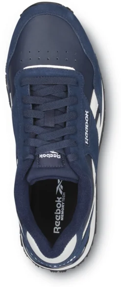Reebok Work SRB1954 Harman, Men's, Navy/White, Retro Jogger Style, EH, MaxTRAX Slip Resistant, Soft Toe Work Shoe -Reebok || Skechers || Wolverine Sales Store srb1954 top