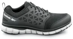 Reebok Work SRB3201 Sublite Cushion Work, Men's, Black/Gray, Athletic Style, MaxTRAX Slip Resistant, Soft Toe Work Shoe -Reebok || Skechers || Wolverine Sales Store srb3201 side 2022 update
