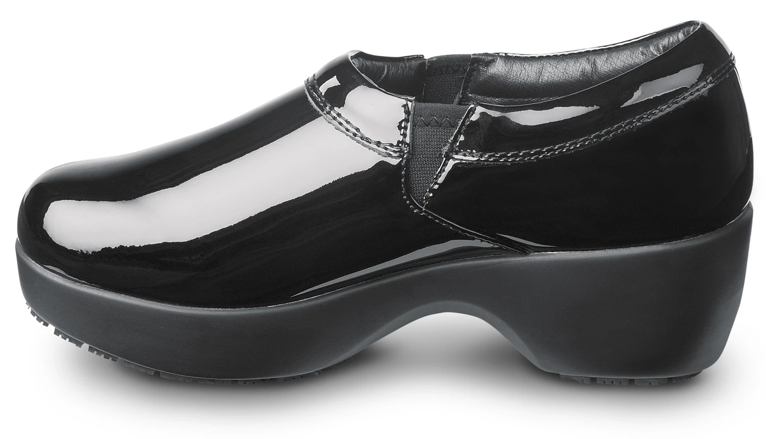 SR Max SRM133 Geneva, Women's, Black Patent, Clog Style, MaxTRAX Slip Resistant, Soft Toe Work Shoe 3 SR Max SRM133 Geneva, Women's, Black Patent, Clog Style, MaxTRAX Slip Resistant, Soft Toe Work Shoe - Image 3