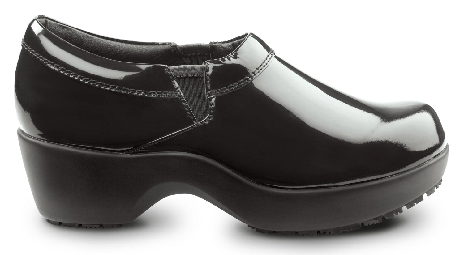 SR Max SRM133 Geneva, Women's, Black Patent, Clog Style, MaxTRAX Slip Resistant, Soft Toe Work Shoe 2 SR Max SRM133 Geneva, Women's, Black Patent, Clog Style, MaxTRAX Slip Resistant, Soft Toe Work Shoe - Image 2
