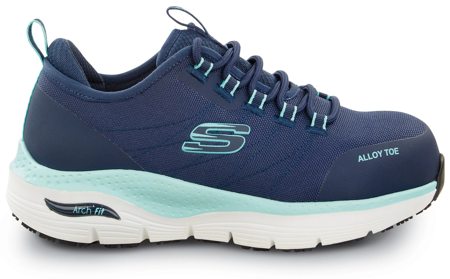 SKECHERS Work Arch Fit SSK108097NVAQ Sadie, Women's, Navy Aqua, Athletic Style, Alloy Toe, EH, MaxTRAX Slip Resistant, Work Shoe 2 SKECHERS Work Arch Fit SSK108097NVAQ Sadie, Women's, Navy Aqua, Athletic Style, Alloy Toe, EH, MaxTRAX Slip Resistant, Work Shoe - Image 2