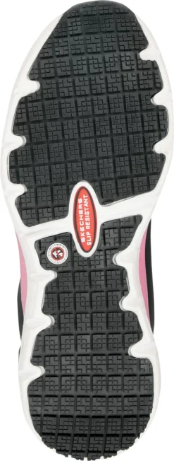 SKECHERS Work Arch Fit SSK108098BKPK Reagan, Women's, Black/Pink, Athletic Style, Alloy Toe, EH, MaxTRAX Slip Resistant, Work Shoe 9 SKECHERS Work Arch Fit SSK108098BKPK Reagan, Women's, Black/Pink, Athletic Style, Alloy Toe, EH, MaxTRAX Slip Resistant, Work Shoe -Reebok || Skechers || Wolverine Sales Store ssk108098bkpk.outsole