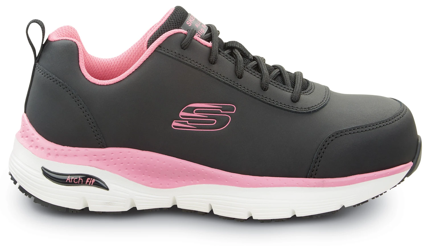 SKECHERS Work Arch Fit SSK108098BKPK Reagan, Women's, Black/Pink, Athletic Style, Alloy Toe, EH, MaxTRAX Slip Resistant, Work Shoe 2 SKECHERS Work Arch Fit SSK108098BKPK Reagan, Women's, Black/Pink, Athletic Style, Alloy Toe, EH, MaxTRAX Slip Resistant, Work Shoe - Image 2