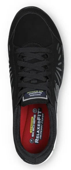 SKECHERS Work SSK405BKW Stacey, Women's, Black/White, Athletic Style, MaxTRAX Slip Resistant, Soft Toe Work Shoe -Reebok || Skechers || Wolverine Sales Store ssk405bkw top