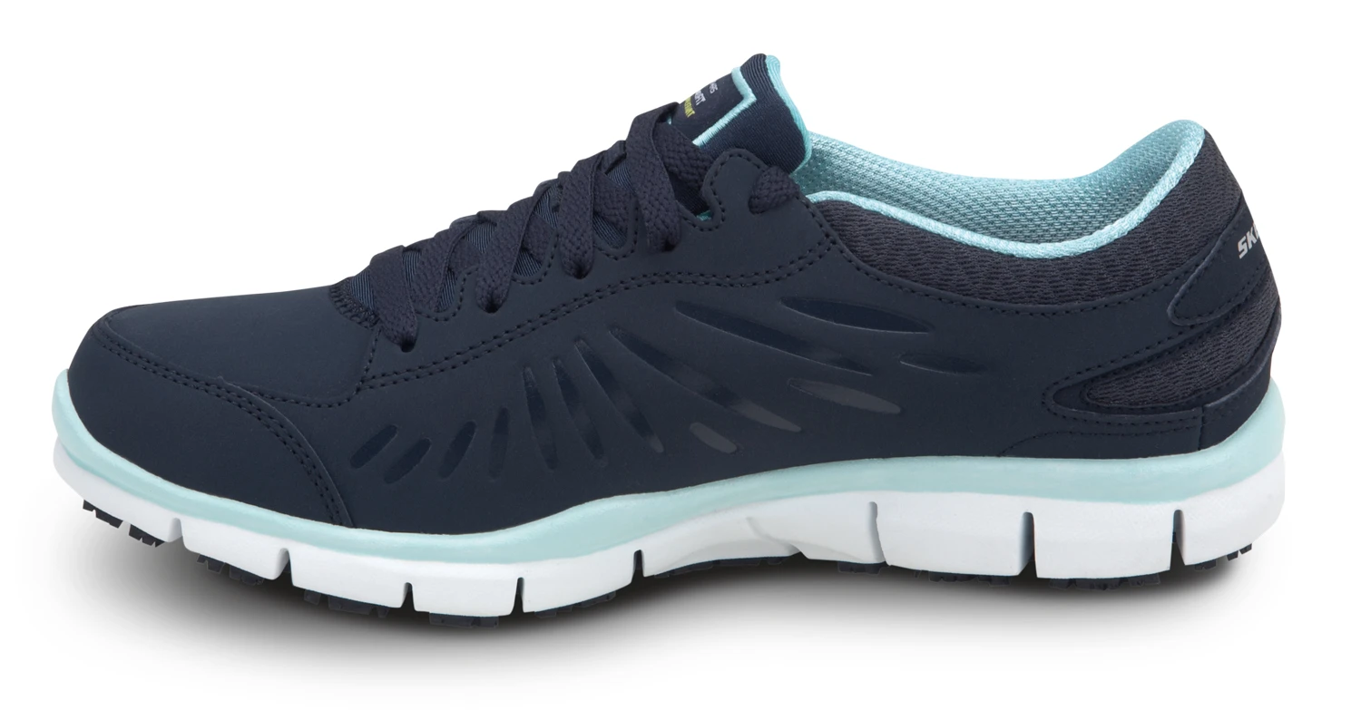 SKECHERS Work SSK405NVAQ Stacey, Women's, Navy/Aqua, Athletic Style, MaxTRAX Slip Resistant, Soft Toe Work Shoe 3 SKECHERS Work SSK405NVAQ Stacey, Women's, Navy/Aqua, Athletic Style, MaxTRAX Slip Resistant, Soft Toe Work Shoe - Image 3