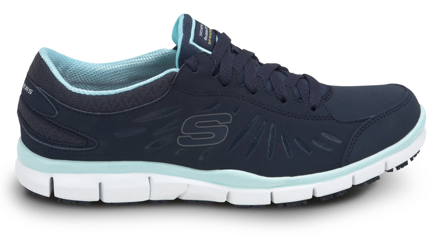 SKECHERS Work SSK405NVAQ Stacey, Women's, Navy/Aqua, Athletic Style, MaxTRAX Slip Resistant, Soft Toe Work Shoe 2 SKECHERS Work SSK405NVAQ Stacey, Women's, Navy/Aqua, Athletic Style, MaxTRAX Slip Resistant, Soft Toe Work Shoe - Image 2