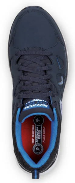 SKECHERS Work SSK605NVBL David, Men's, Navy, Athletic Style, MaxTRAX Slip Resistant, Soft Toe Work Shoe -Reebok || Skechers || Wolverine Sales Store ssk605nvbl top