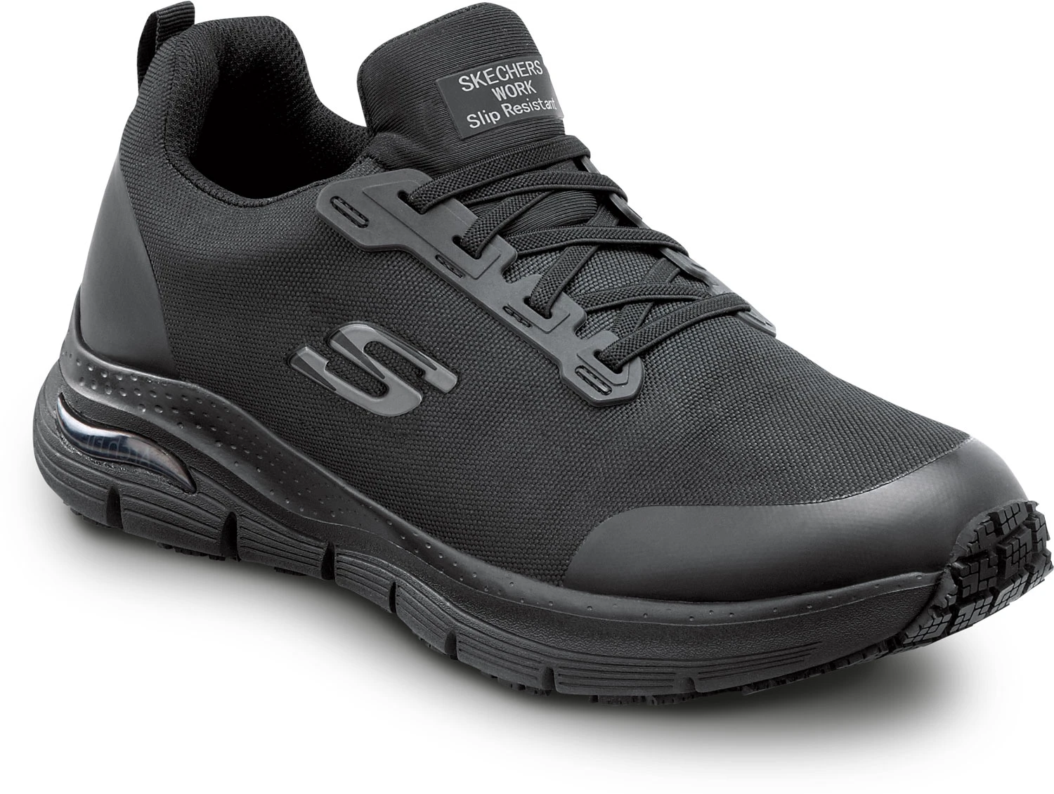 SKECHERS Work Arch Fit SSK8037BLK Charles, Men's, Black, Slip On Athletic Style, Alloy Toe, MaxTRAX Slip Resistant, Work Shoe 1 SKECHERS Work Arch Fit SSK8037BLK Charles, Men's, Black, Slip On Athletic Style, Alloy Toe, MaxTRAX Slip Resistant, Work Shoe