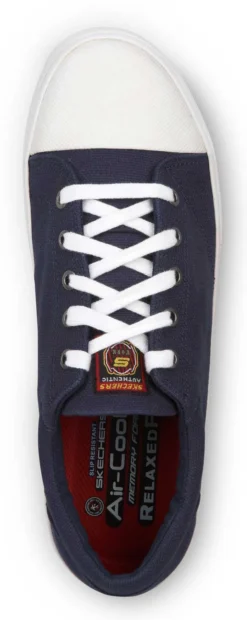 SKECHERS Work SSK9740NVW Patrick Navy/White, Men's, Soft Toe, Slip Resistant Skate Shoe -Reebok || Skechers || Wolverine Sales Store ssk9740nvw top
