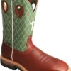 Twisted X TWMLCSM01 Men's, Cognac/Lime, Steel Toe, EH, Mt, 12 Inch, Pull On Boot