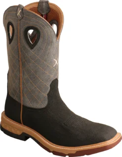 Twisted X TWMXBA002 Men's, Brown/Grey, Alloy Toe, EH, 12 Inch, Pull On Boot