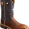 Twisted X TWMXBAW01 Men's, Mocha/Navy, Alloy Toe, EH, 12 Inch, Pull On Boot