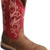 Twisted X TWWLCS003 Women's, Latigo/Red, Steel Toe, EH, 11 Inch, Pull On Boot