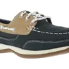 Rockport Works WGRK670 Navy/Tan Steel Toe, SD, Women's Sailing Club 3 Eye Boat Shoe